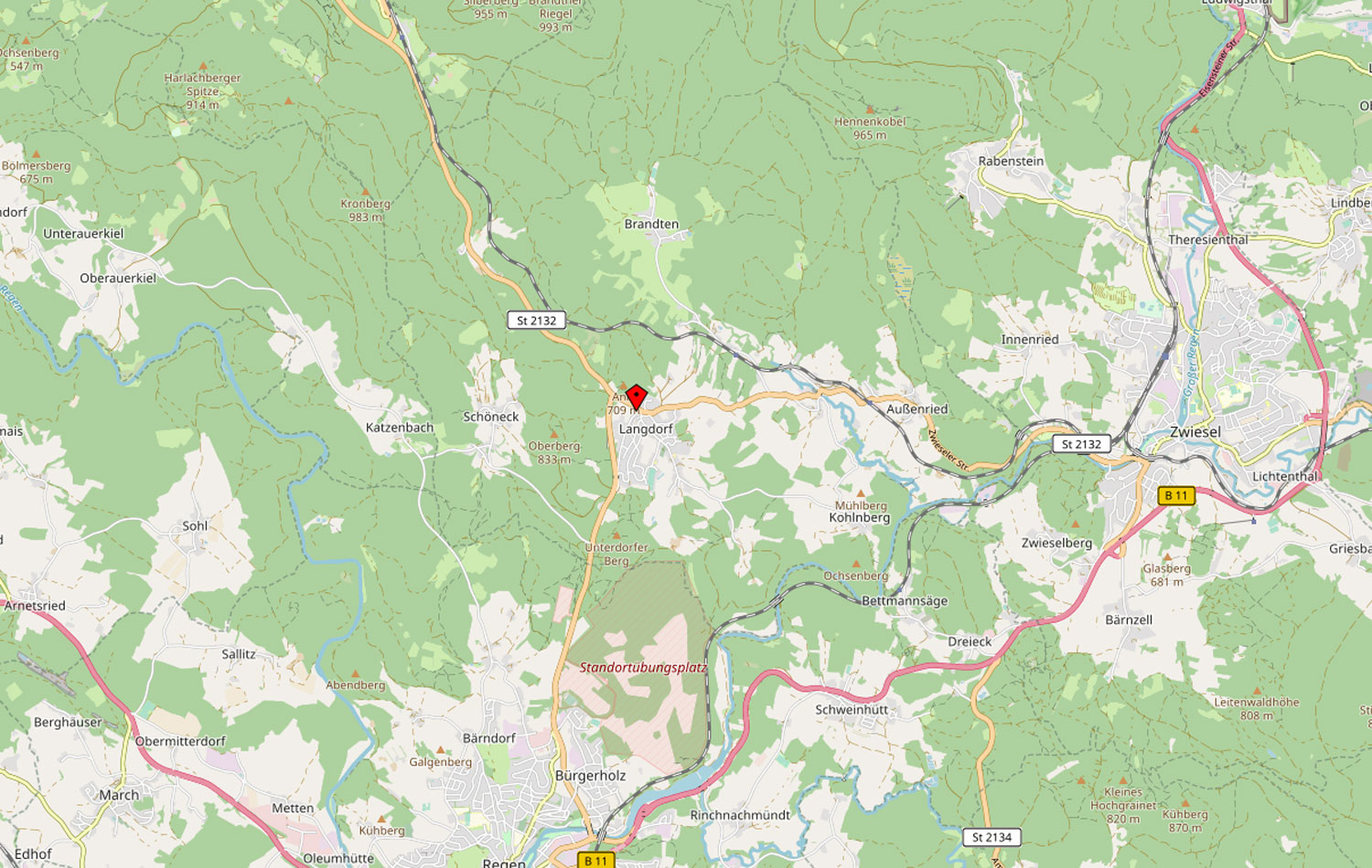 Karte Langdorf Bayerischer Wald